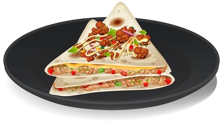 Ücretsiz Vektör delicious mexican quesadilla on plate