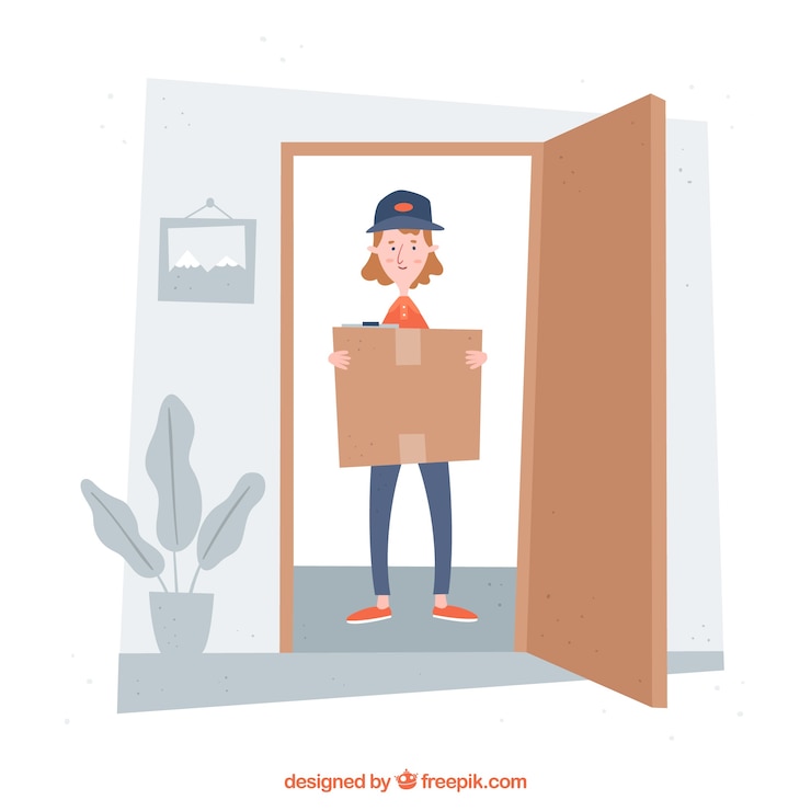 Ücretsiz Vektör delivery concept for a landing page