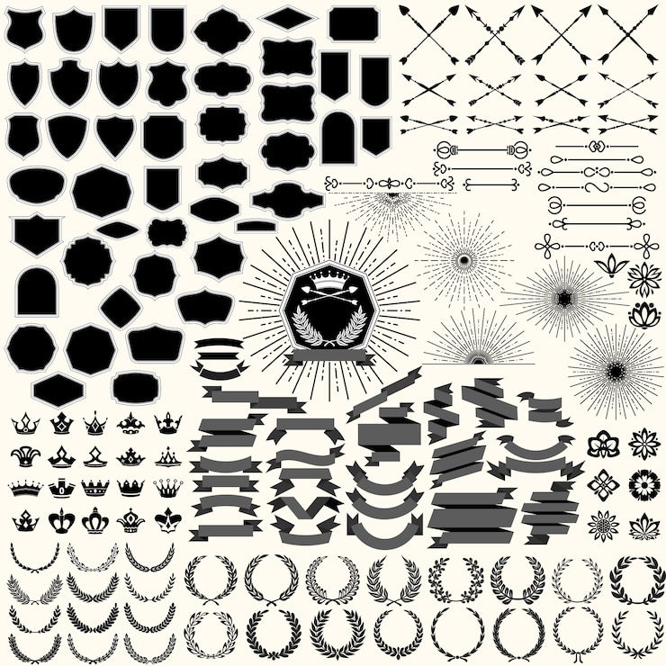Ücretsiz Vektör design elements collection for crest making