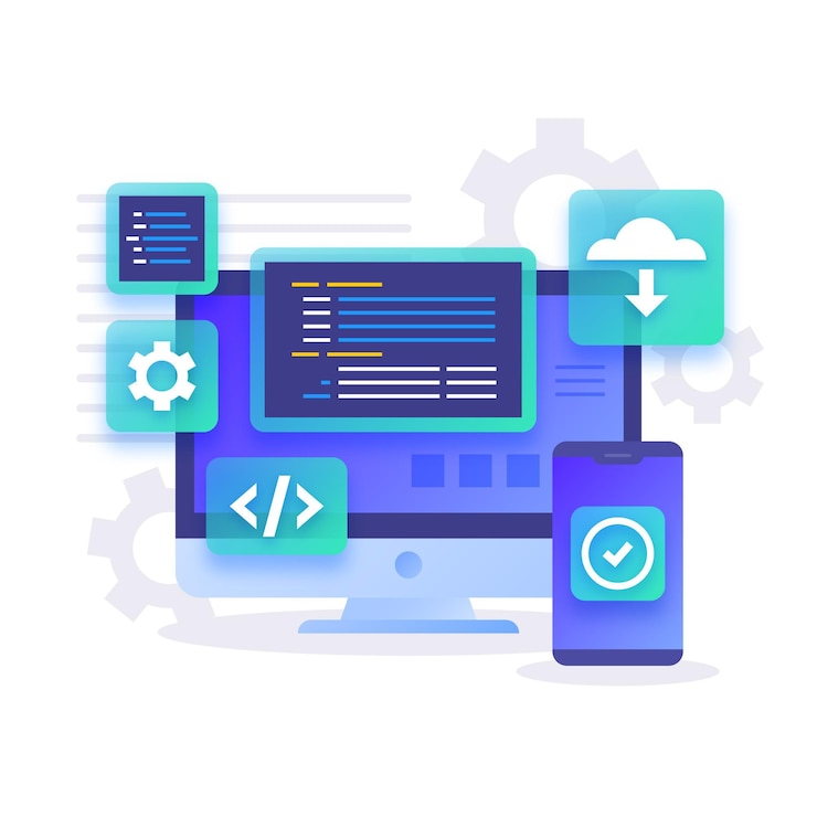 Ücretsiz Vektör desktop and smartphone app development