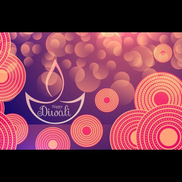Diwali için daireler ve ışıklarla şirin arka plan