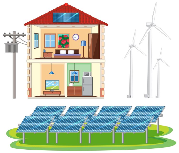 Ücretsiz Vektör doğal kaynaklardan elde edilen yeşil enerji vektör konsepti