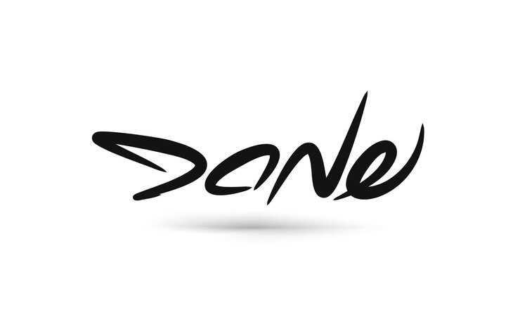 Ücretsiz Vektör done calligraphic text vector illustration design.