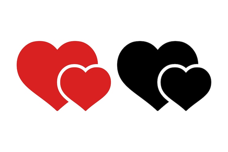 Ücretsiz Vektör double hearts red and black