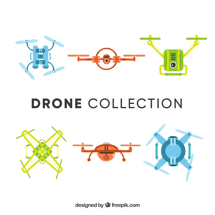 Ücretsiz Vektör drone collection with fun style