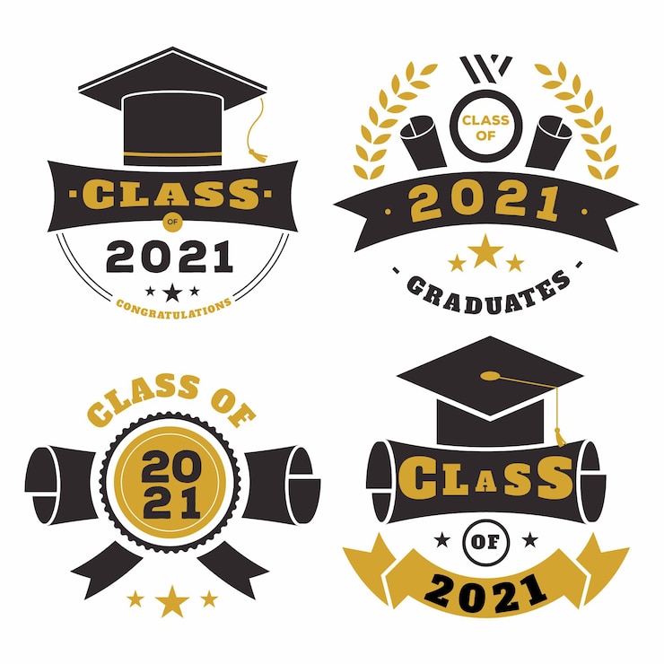 Ücretsiz Vektör düz 2021 sınıfı rozet koleksiyonu