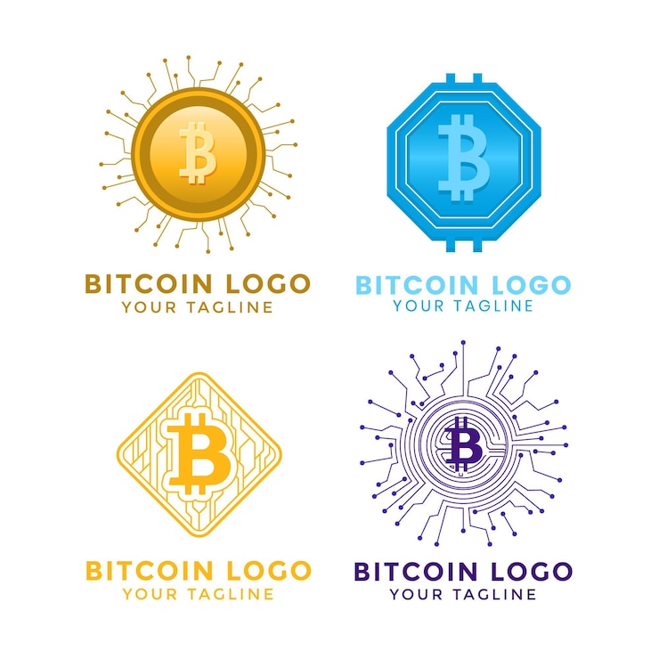 Ücretsiz Vektör düz bitcoin logo şablonu koleksiyonu