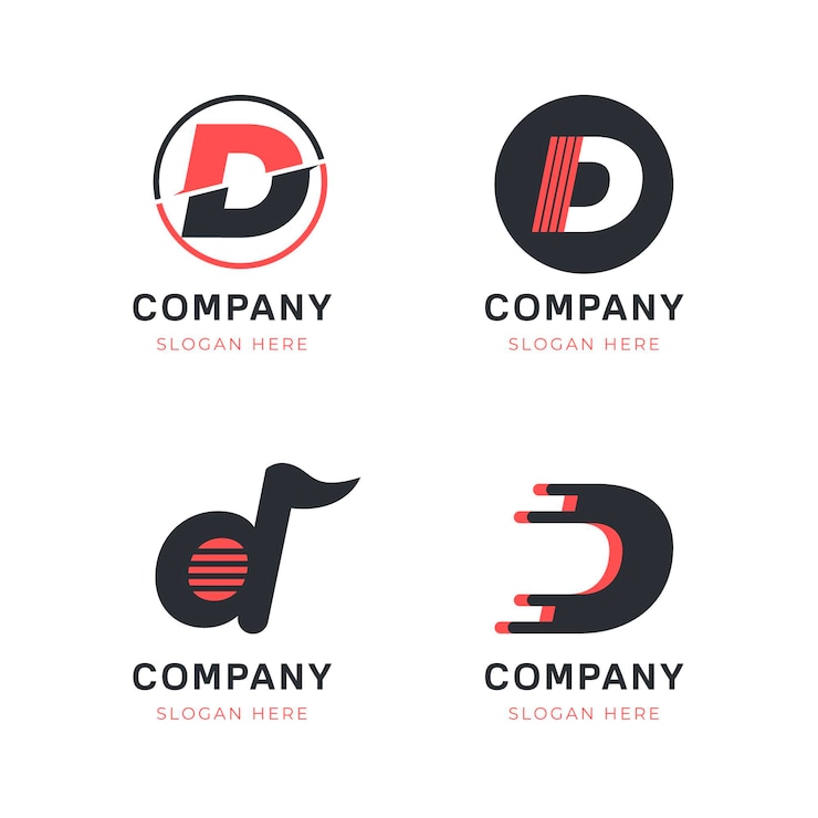 Ücretsiz Vektör düz d logo şablonları koleksiyonu
