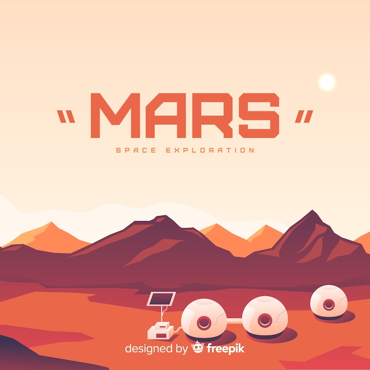 Ücretsiz Vektör düz design ile mars manzarası arka planı