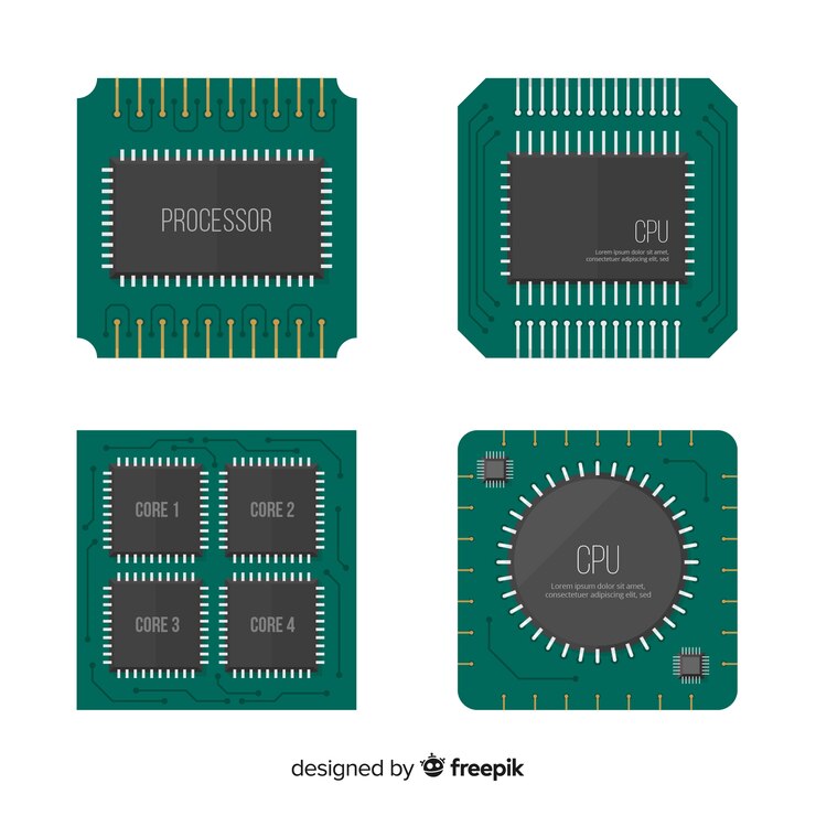 Ücretsiz Vektör düz design ile modern cpu koleksiyonu