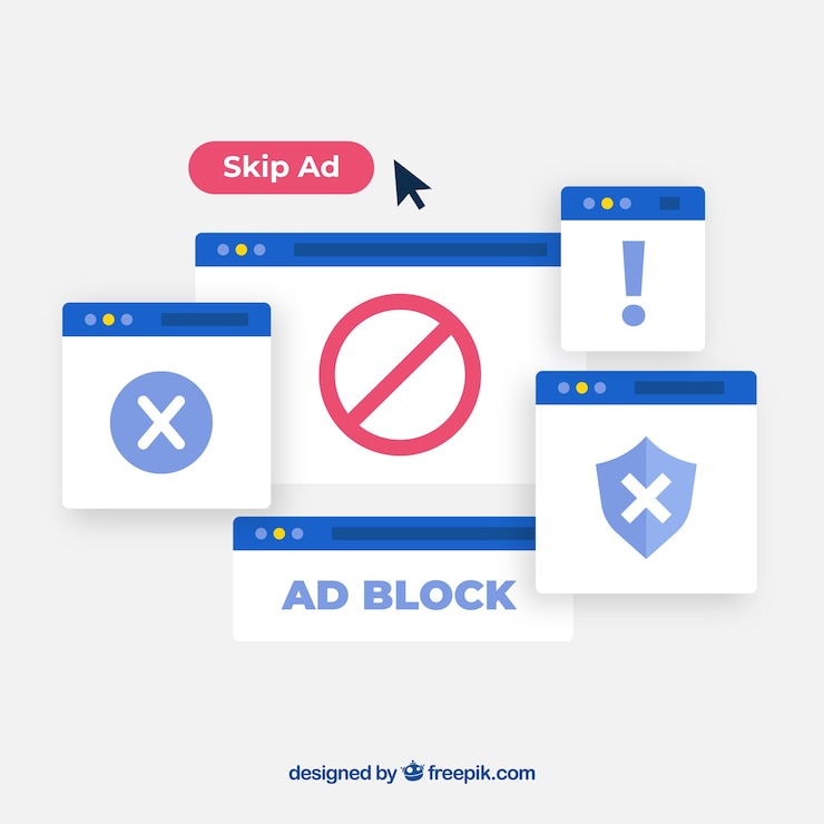 Ücretsiz Vektör düz design ile modern reklam engelleme konsepti