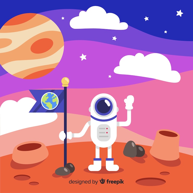 Ücretsiz Vektör düz design ile renkli mars arka planı