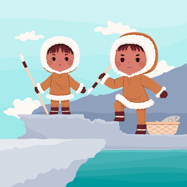 Ücretsiz Vektör düz eskimo illüstrasyonu
