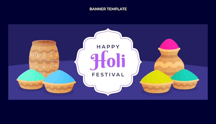Ücretsiz Vektör düz holi yatay afiş