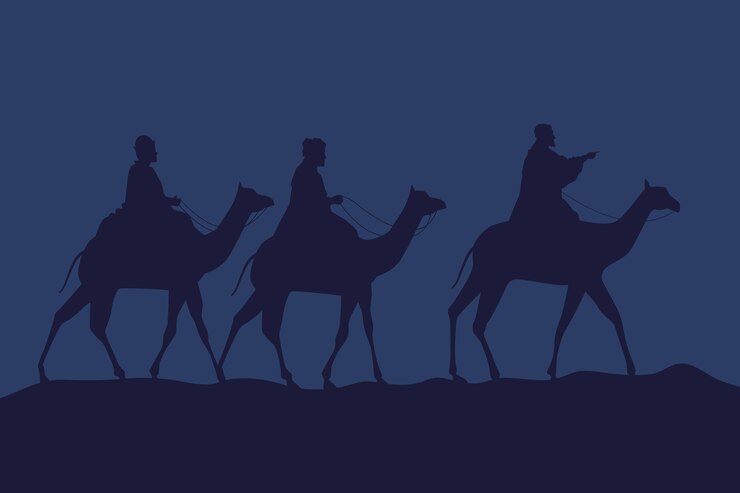 Ücretsiz Vektör düz reyes magos silüet illüstrasyonları