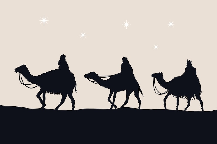Ücretsiz Vektör düz reyes magos silüeti illüstrasyonu