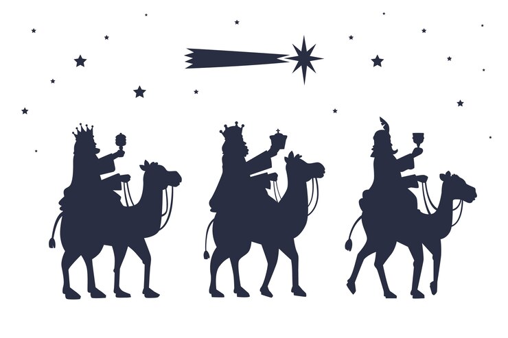 Ücretsiz Vektör düz reyes magos silüeti illüstrasyonu