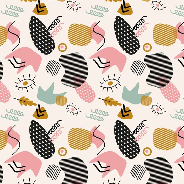 Düz soyut doodle desen tasarımı