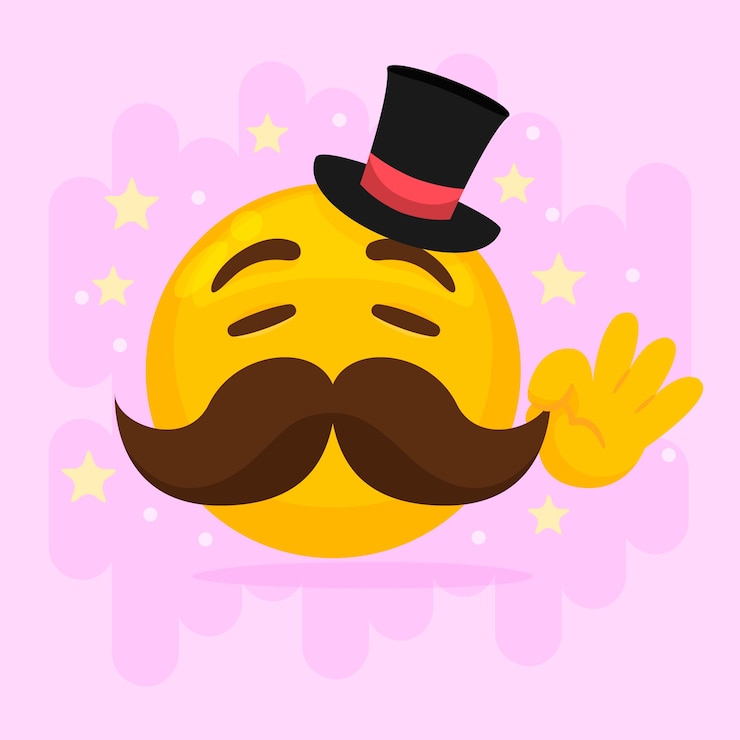 Ücretsiz Vektör düz tasarım bıyık emoji illüstrasyonu