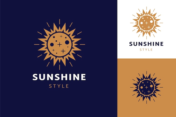 Ücretsiz Vektör düz tasarım boho güneş logosu şablonu