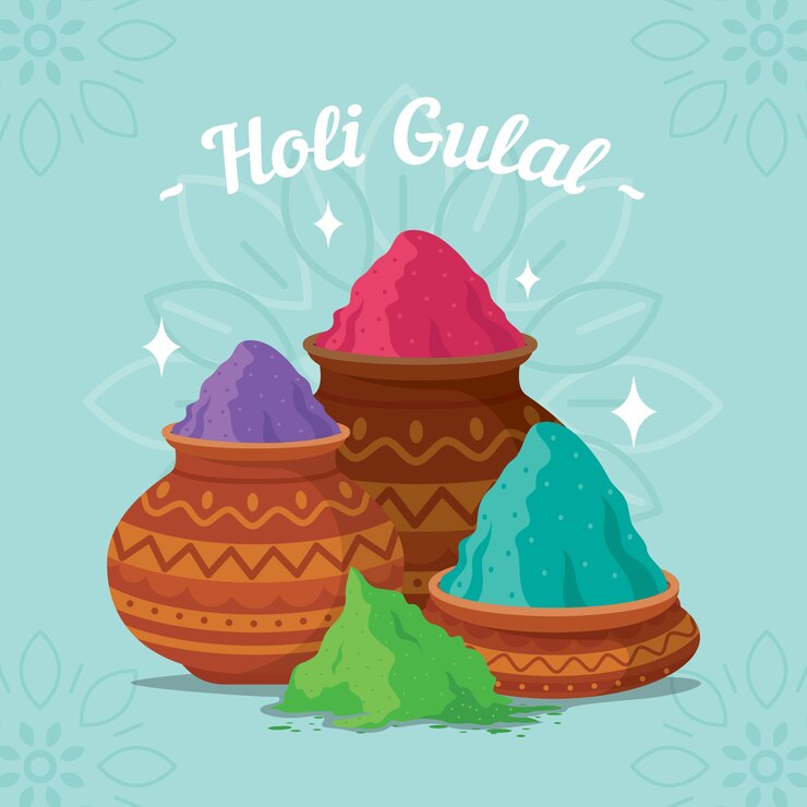 Ücretsiz Vektör düz tasarım renkli holi gulal