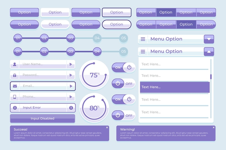 Ücretsiz Vektör düz tasarım ui kit koleksiyonu