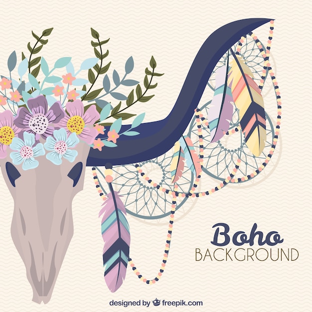 Düz tasarımlı Boho stil arka planı