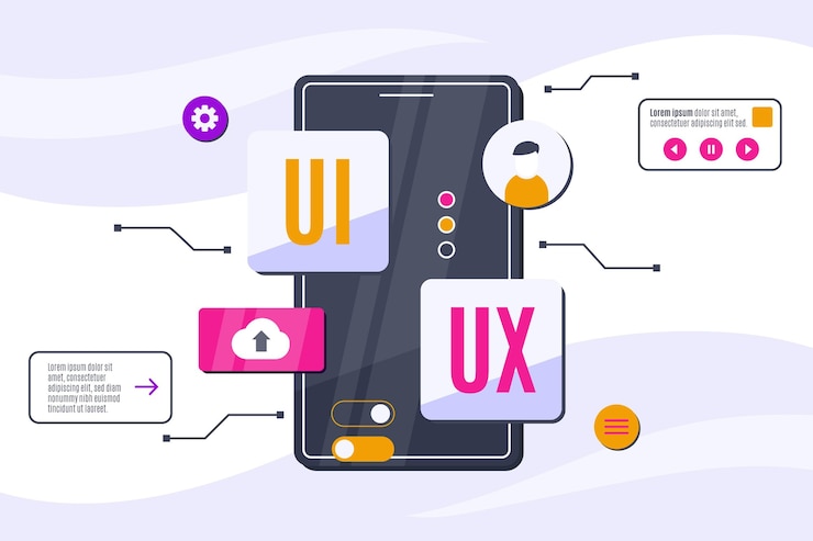 Ücretsiz Vektör düz ui ux arka plan illüstrasyonu