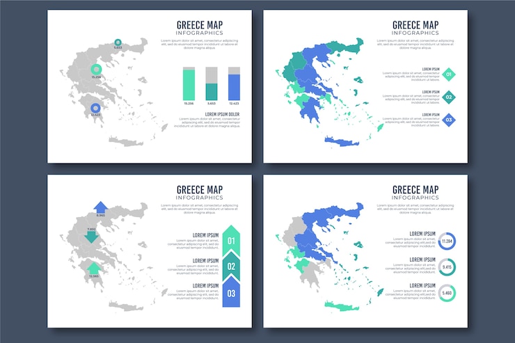 Ücretsiz Vektör düz yunanistan haritası infografiği