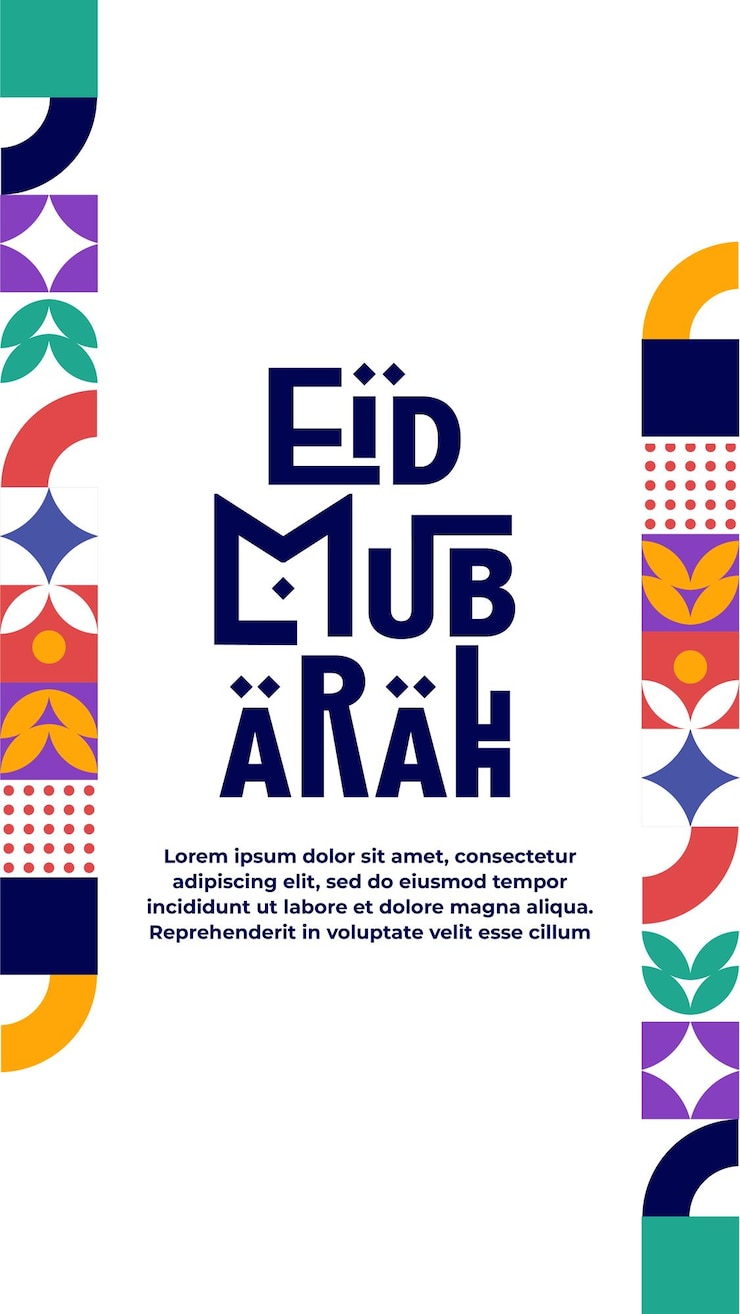 Ücretsiz Vektör eid mubarak vector colorful illustration instagram story