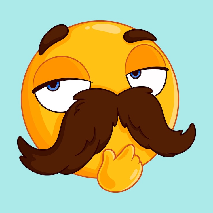 Ücretsiz Vektör el çizimi bıyıklı emoji illüstrasyonu