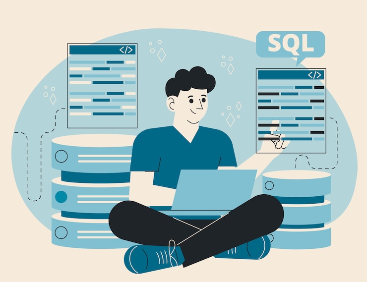 Ücretsiz Vektör el çizimi düz design sql illüstrasyonu