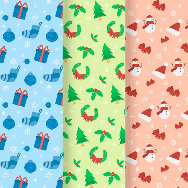 El çizimi düz Noel deseni tasarımı