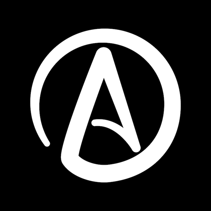 Ücretsiz Vektör el çizimi düz tasarım ateizm logo şablonu