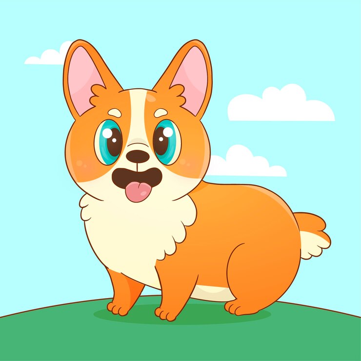 Ücretsiz Vektör el çizimi karikatürlü corgi illüstrasyonu