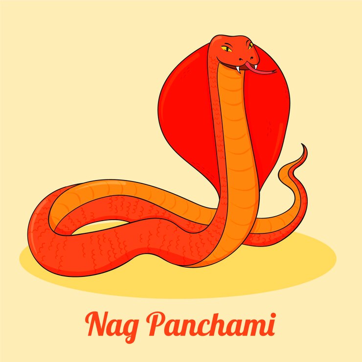Ücretsiz Vektör el çizimi nag panchami illüstrasyonu