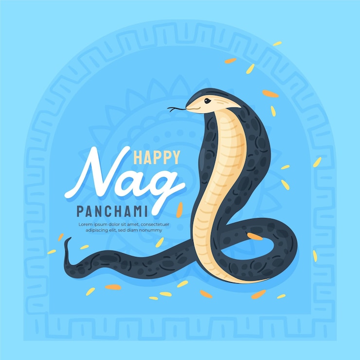 Ücretsiz Vektör el çizimi nag panchami illüstrasyonu