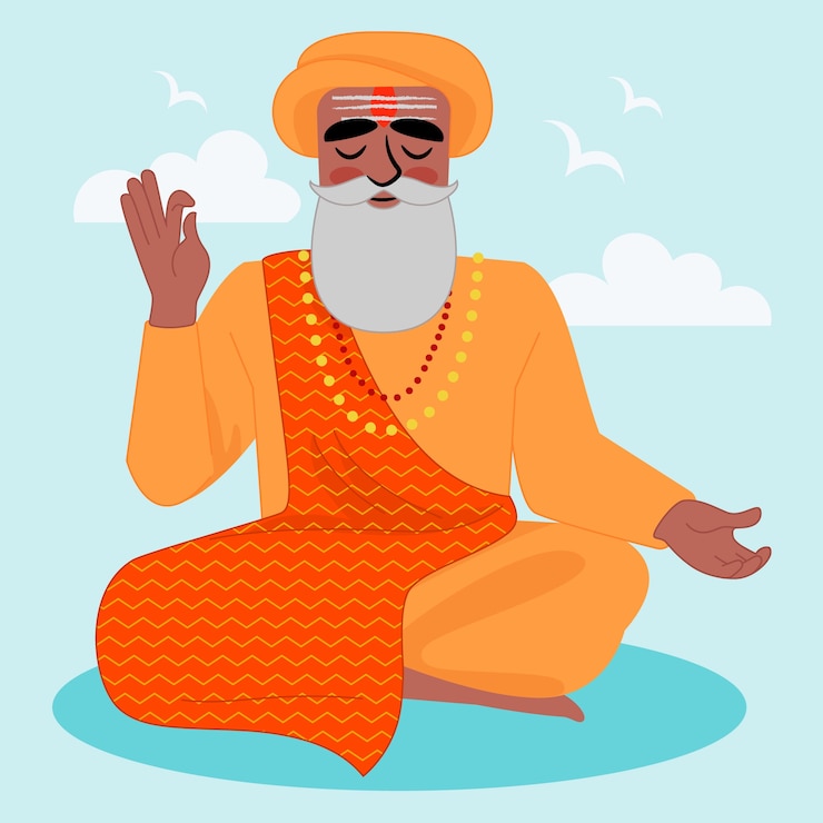 Ücretsiz Vektör el çizimi sadhu illüstrasyonu
