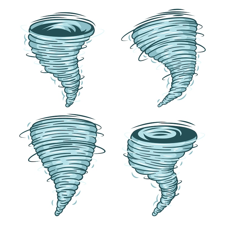 Ücretsiz Vektör el çizimi tornado karikatür illüstrasyonu