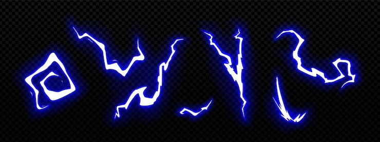 Ücretsiz Vektör electric thunder bolt effect blue lightnings