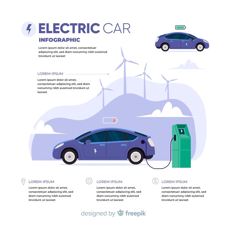 Ücretsiz Vektör elektrikli araba infografikleri