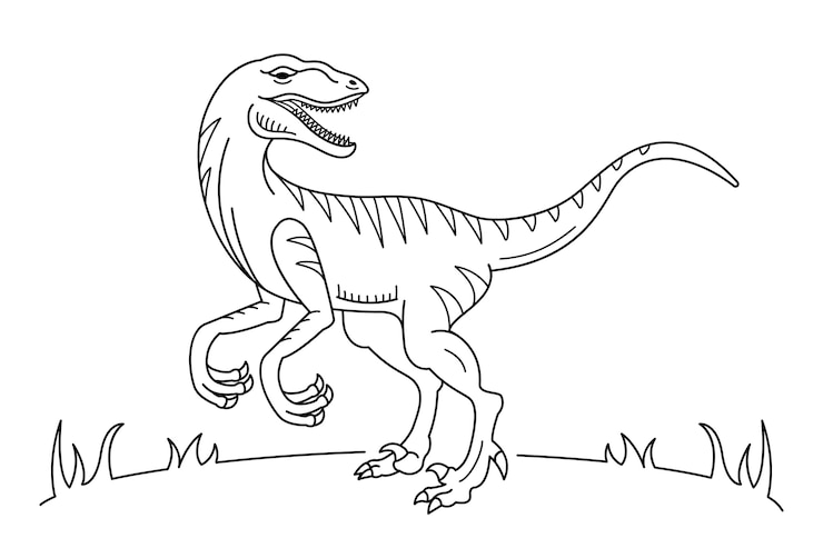 Ücretsiz Vektör elle çizilmiş dinozor anahat çizimi