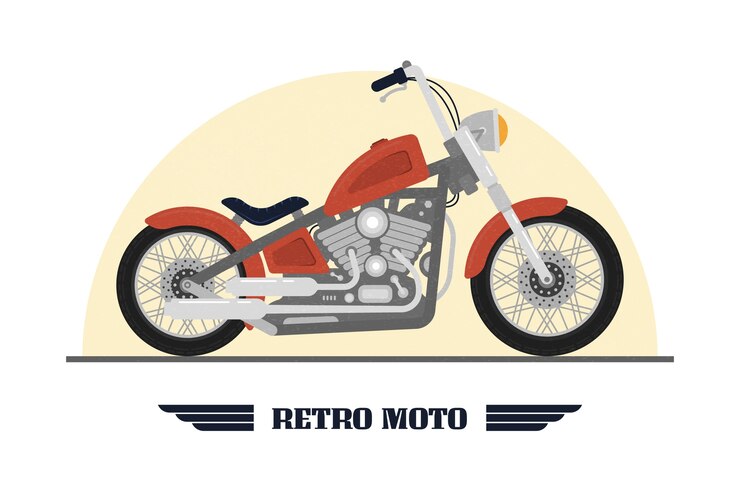 Ücretsiz Vektör elle çizilmiş vintage motosiklet çizimi