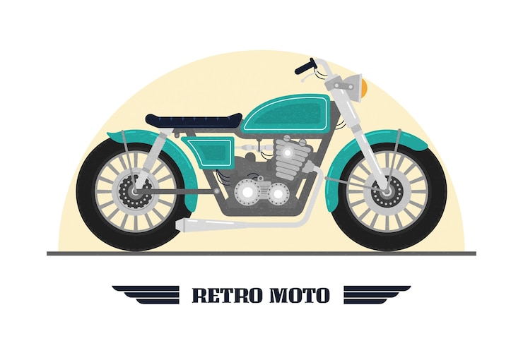 Ücretsiz Vektör elle çizilmiş vintage motosiklet çizimi