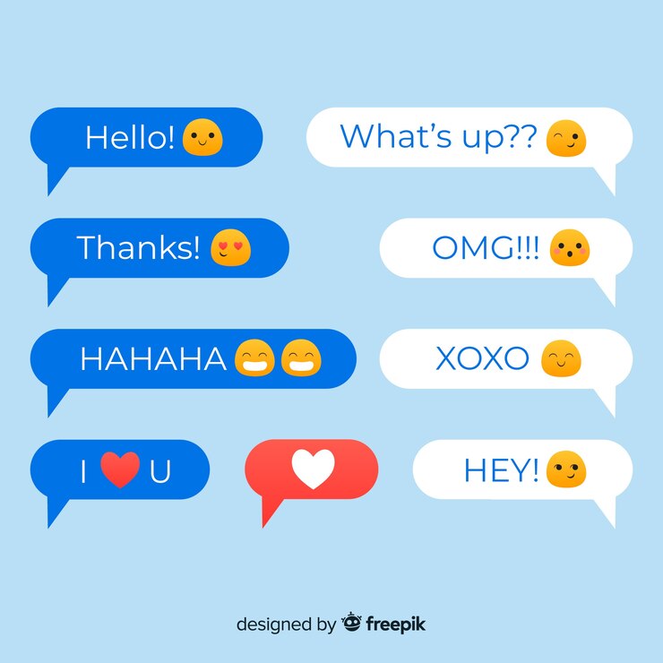 Ücretsiz Vektör emojili renkli düz tasarım konuşma balonları