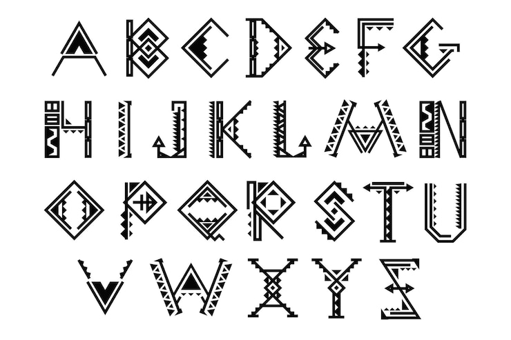 Ücretsiz Vektör ethnic font. native american indian alphabet