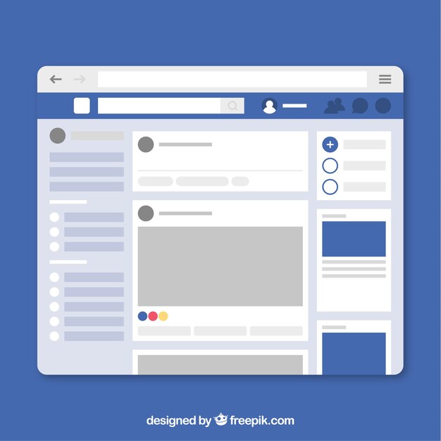 facebook interface in minimalist style