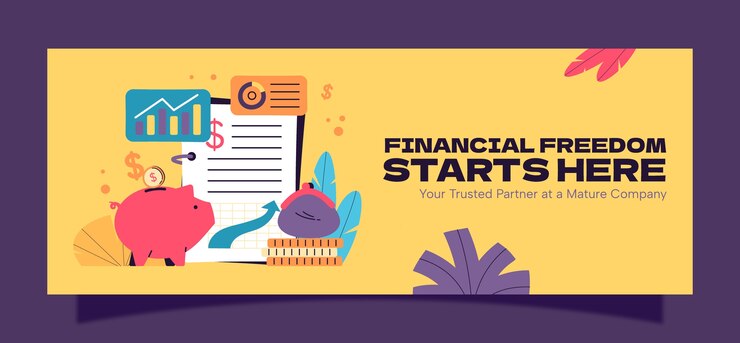 Ücretsiz Vektör finances concept  facebook cover  template