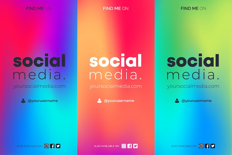 Ücretsiz Vektör find me on social media gradient insta stories templates set