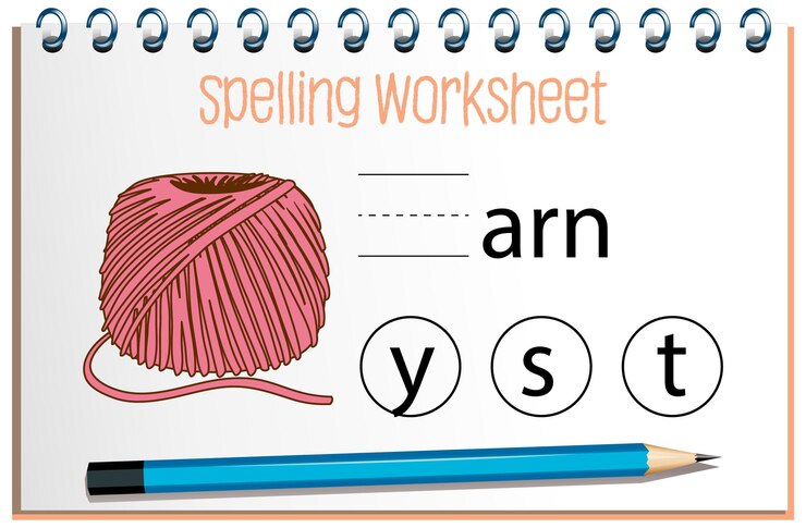 Ücretsiz Vektör find missing letter with yarn